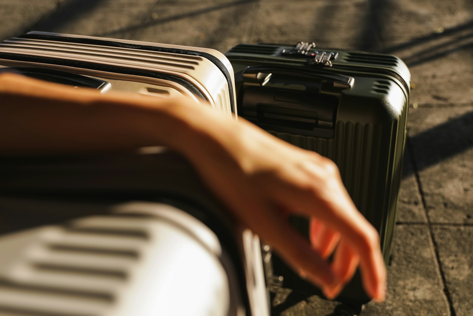 Suitcase with luggage tags attached for identification