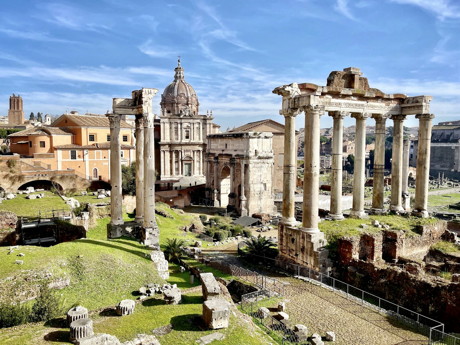View of the Roman Forum ruins from Palatine Hill in Rome